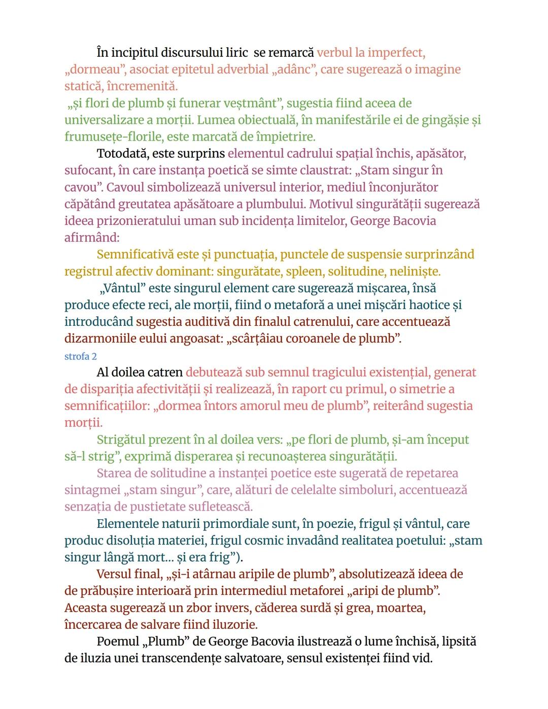 ```
incadrare
Plumb
George Bacovia, 1916
Dormeau adânc sicriele de plumb,
Și flori de plumb şi funerar veştmânt -
Stam singur în cavou... și
