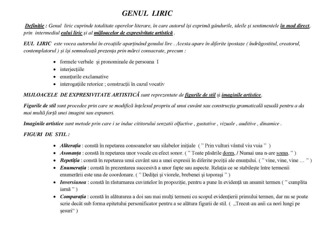 Genul Liric Clasa a 8