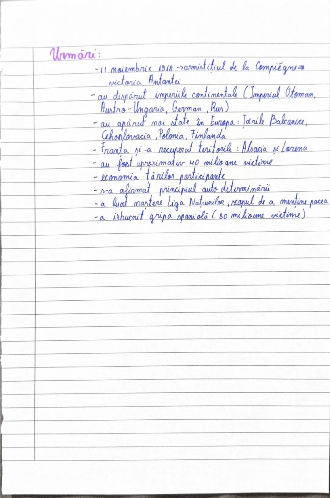 Primul Razboi Mondial
1914-1918
Caure:
- colonialismul
- mişcările nationaliste din Balcani
- dorinta Marilor Puteri de a-și impune hegemoni