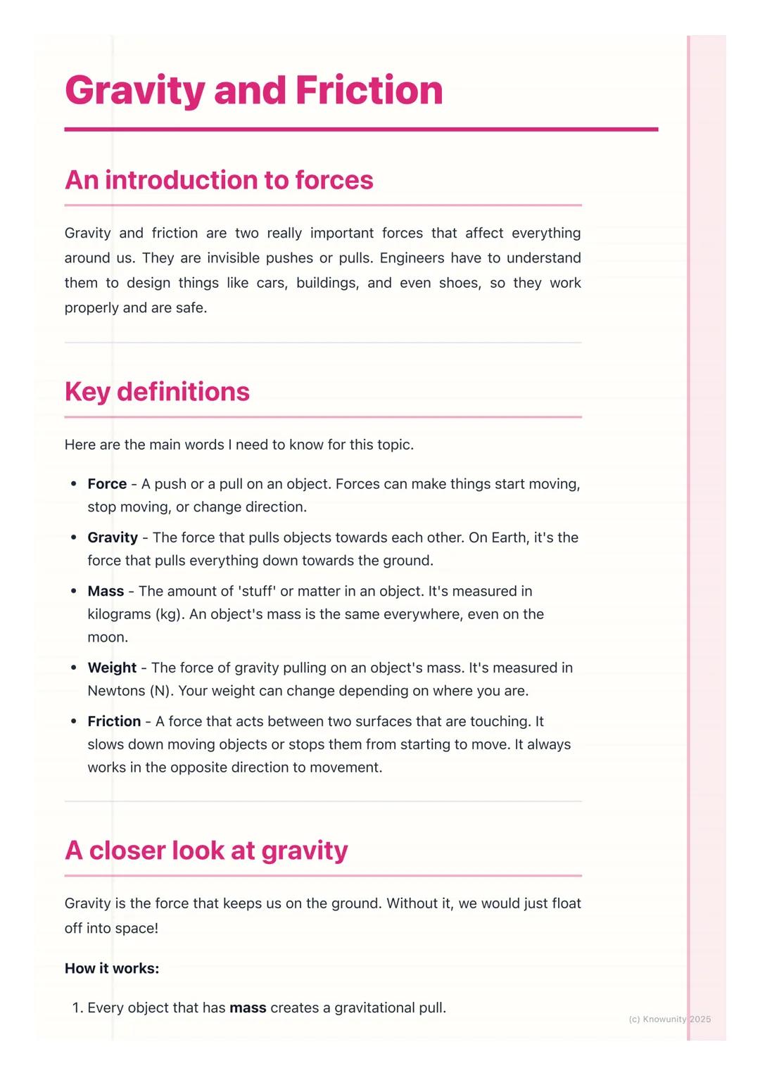 # Gravity and Friction

An introduction to forces

Gravity and friction are two really important forces that affect everything
around us. Th