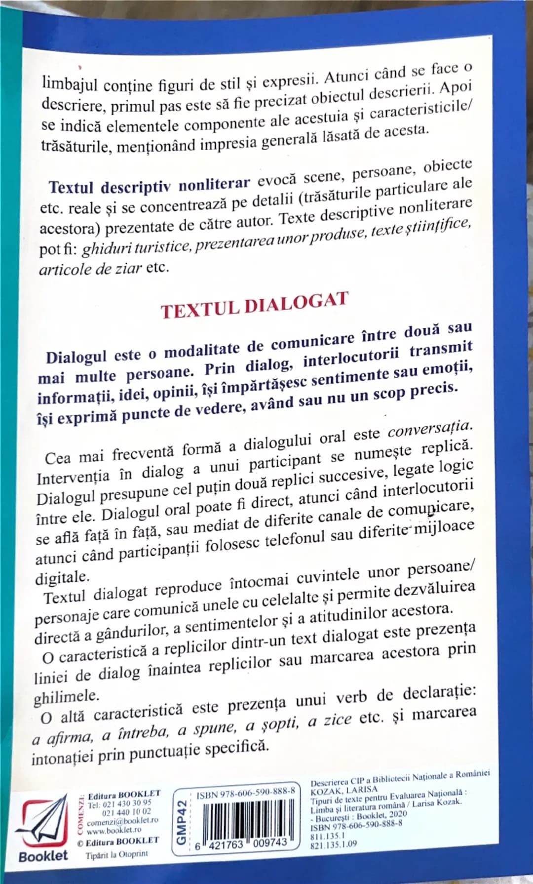 # Booklet

Berlin Evelina

LIMBA ŞI
LITERATURA
ROMÂNĂ

Tipuri de texte

pentru

Evaluarea Naţională

Paginile 12-13 Textul dramatic; Textul 