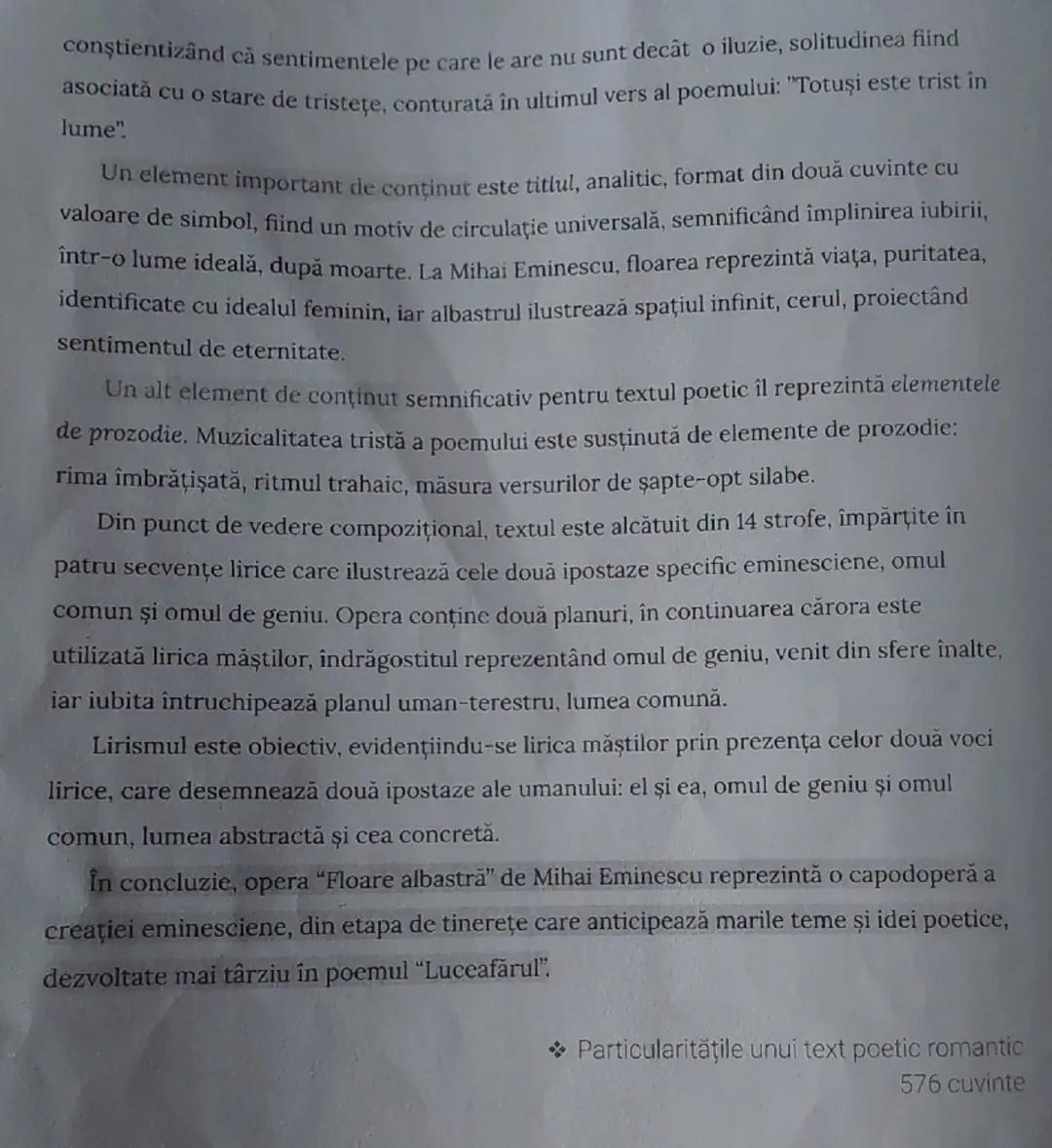 # FLOARE ALBASTRĂ
MIHAI EMINESCU
1875

Romantismul este un curent literar artistic, apărut la sfârşitul secolului al XVIII-lea,
ca reacție î