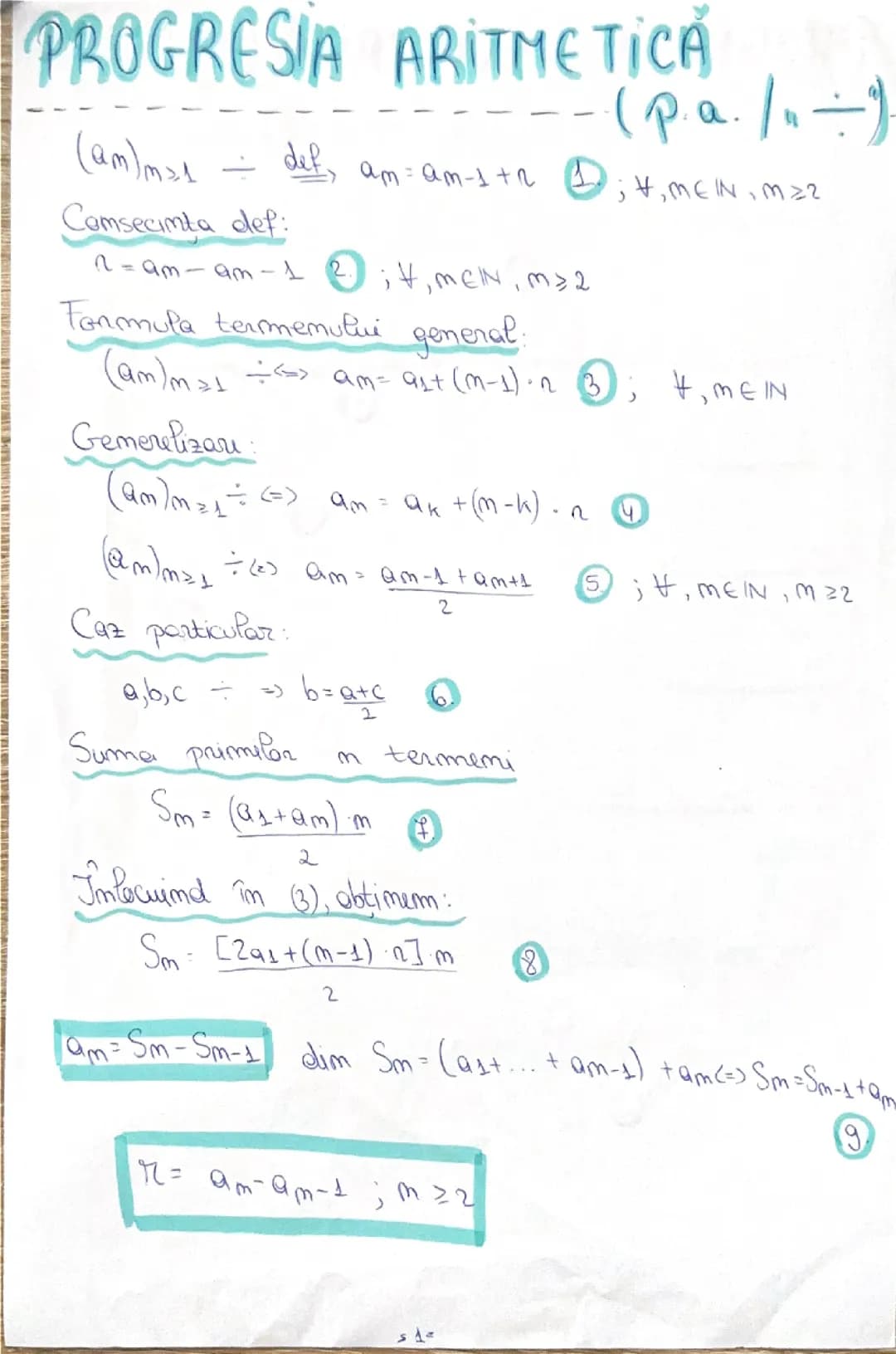 Progresie aritmetică + geometrică + test