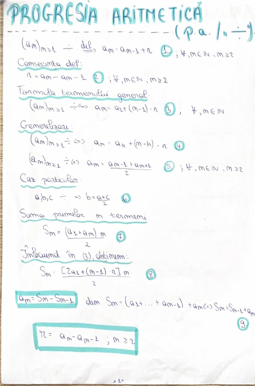 # 9D - NR1.

# PROGRESII

ex 1) Se da progresia aritmetică ($a_m)_{m≥1}$
în care se cunosc: $a_2 = 2$; $a_{17} = 77$

Calculati:
a) $r = ?$;