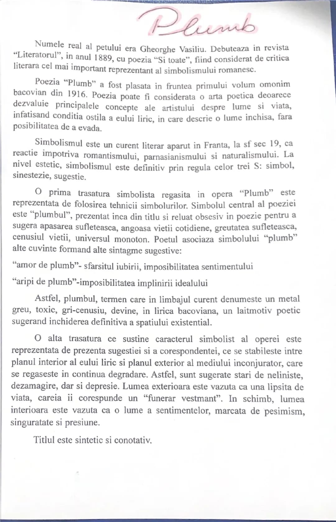 # Plumb
Numele real al petului era Gheorghe Vasiliu. Debuteaza in revista
"Literatorul", in anul 1889, cu poezia "Si toate", fiind considera