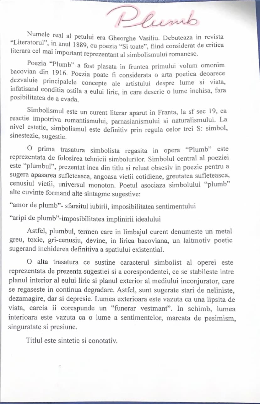 # Plumb
Numele real al petului era Gheorghe Vasiliu. Debuteaza in revista
"Literatorul", in anul 1889, cu poezia "Si toate", fiind considera