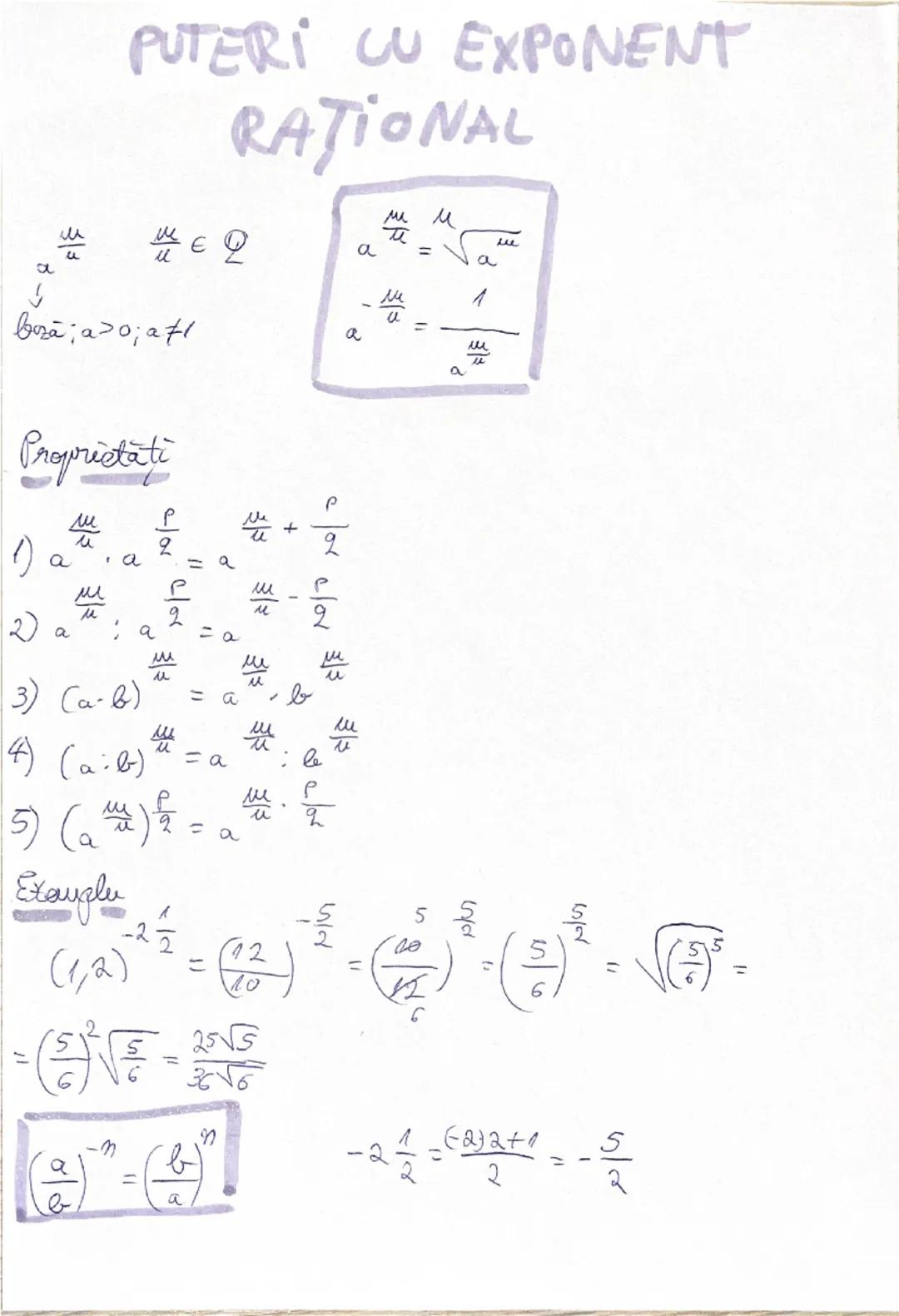 puteri cu exponent rational
