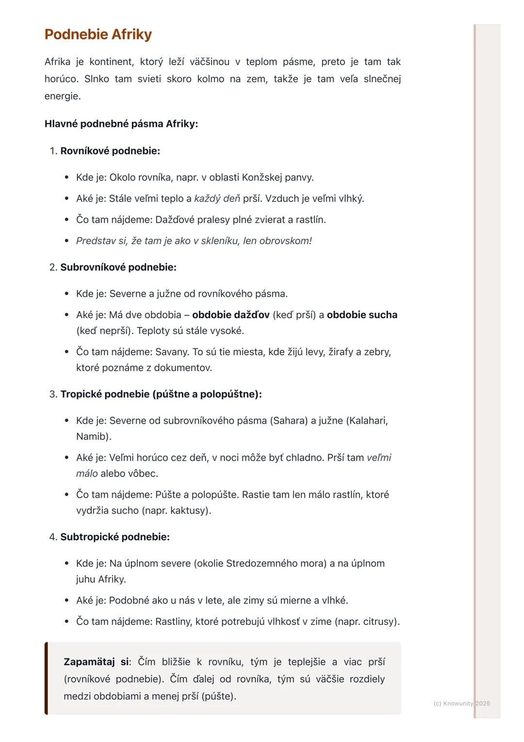 # Podnebie a vodstvo Afriky

Prehľad a úvod

Ahojte! Dnes si ideme zopakovať podnebie a vodstvo Afriky. Je to super
dôležitá téma, lebo Afri