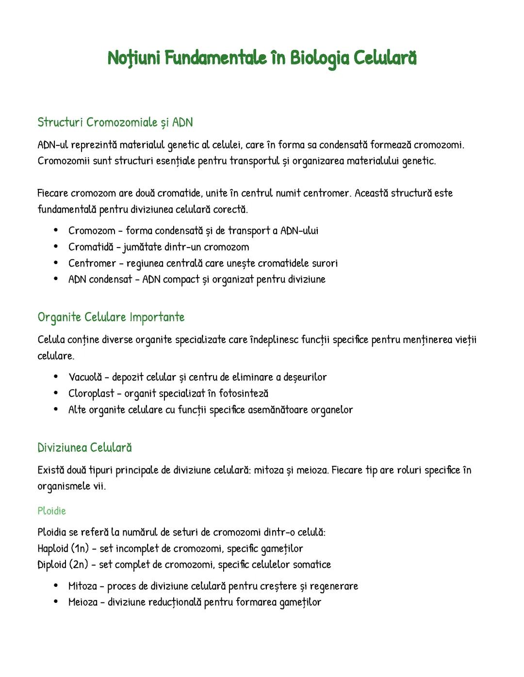 Noțiuni Fundamentale în Biologia Celulară