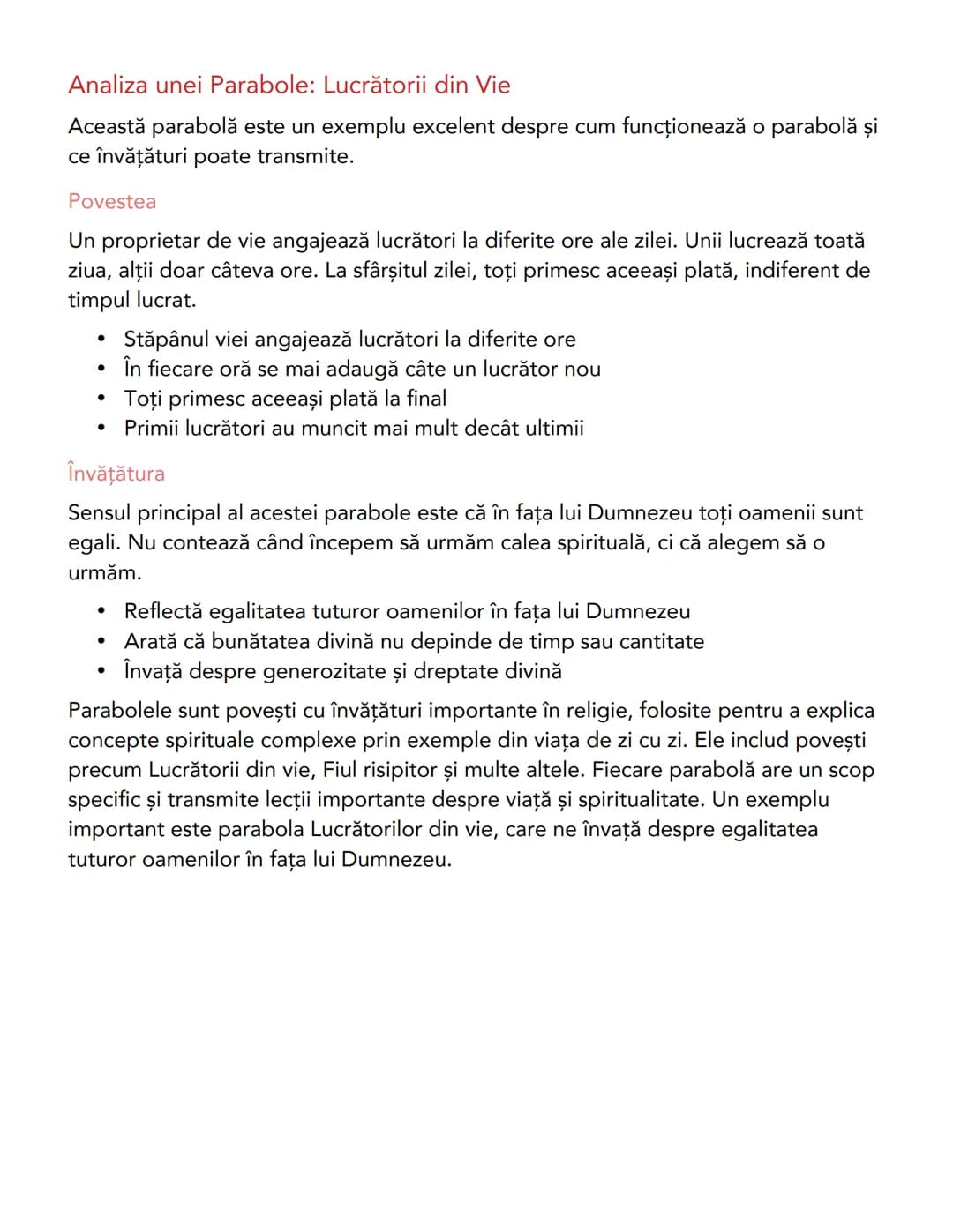 --- OCR Start ---
Parabole în Religie - Note de Studiu pentru
Clasa a 5-a
Ce sunt Parabolele?
Parabolele sunt povești cu învăţături importan
