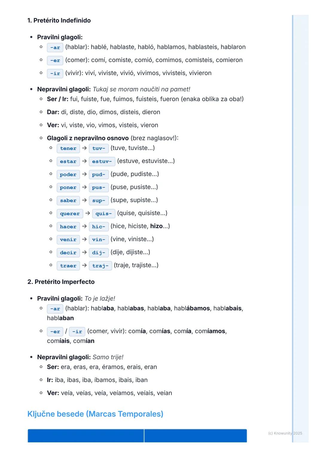 # Pretekli časi: Pretérito
# Indefinido in Imperfecto

Pregled preteklih časov: Indefinido in Imperfecto

To sta dva glavna pretekla časa v 