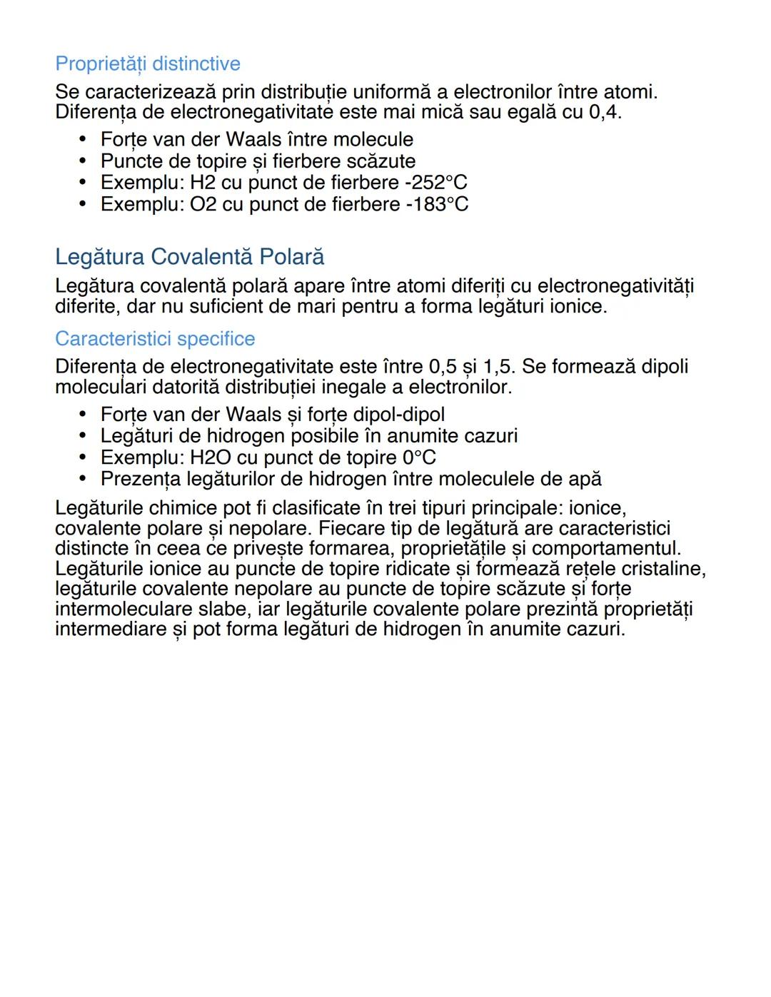 --- OCR Start ---
Legături Chimice - Tipuri și
Caracteristici
Introducere în Legături Chimice
Legăturile chimice reprezintă forțele care men