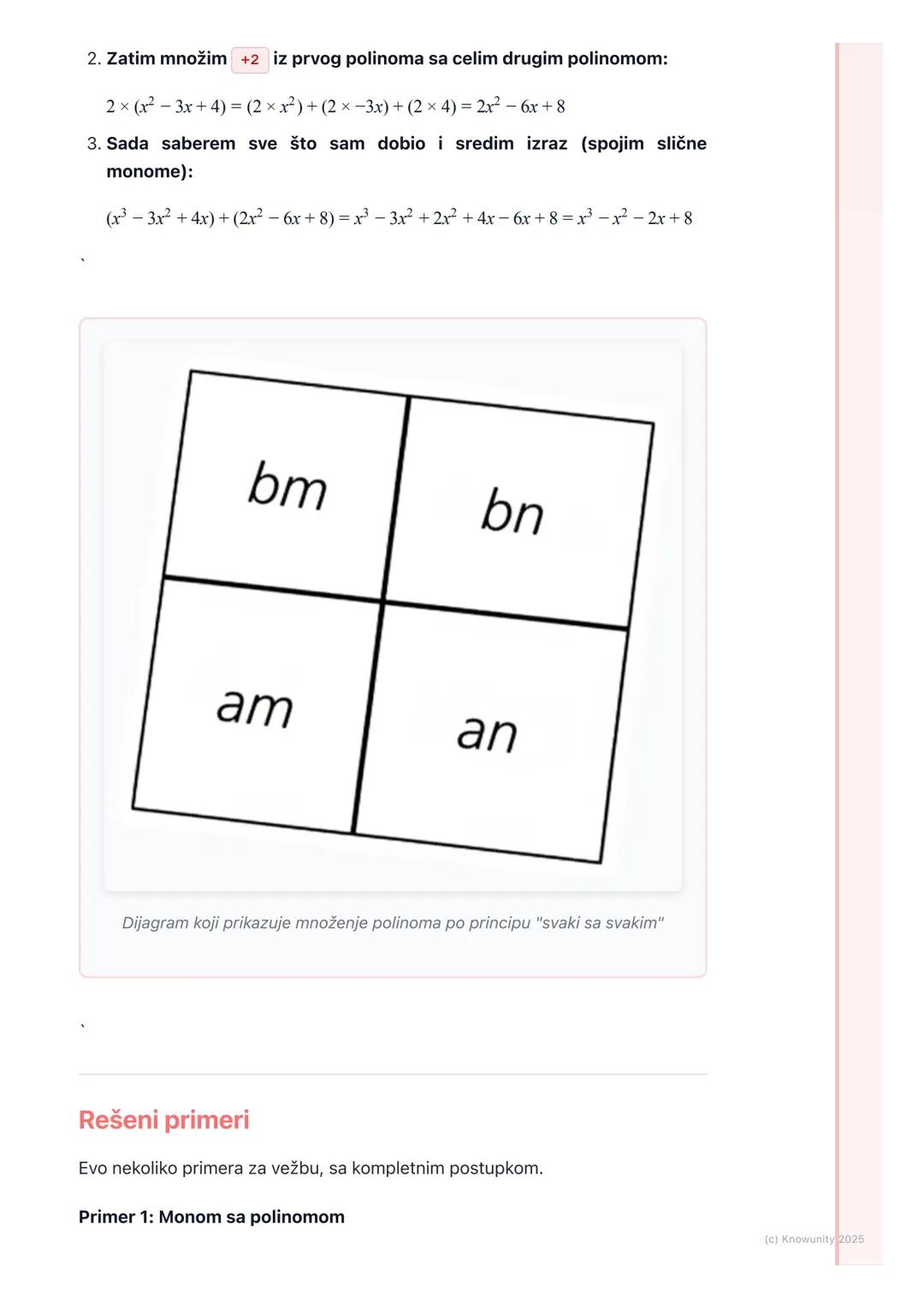 # Množenje polinoma

Uvod u množenje polinoma

Množenje polinoma je osnovna operacija u algebri. Slično je množenju običnih
brojeva, ali ovd