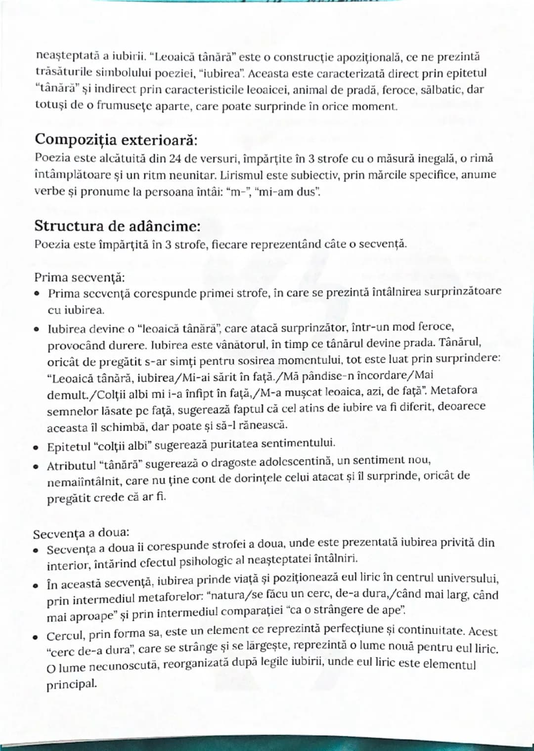 --- OCR Start ---
Leoaică tânără, iubirea
Nichita Stănescu
Genul liric:
Genul liric cuprinde operele în care, cu ajutorul eului liric, sunt 