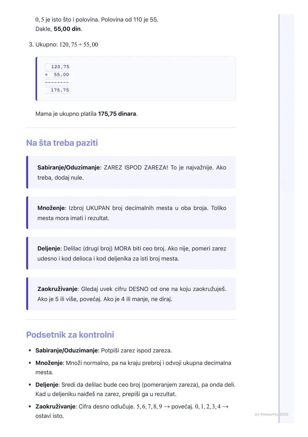 # Operacije sa decimalnim
brojevima

Kratak pregled

Decimalni brojevi su svuda oko nas u prodavnici kad gledamo cene (npr.
129,99 din), kad