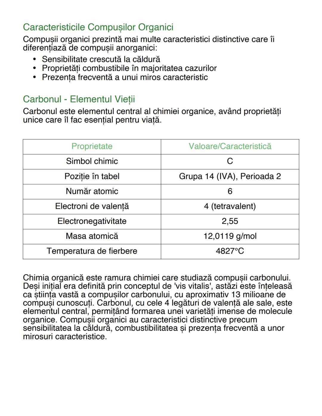 # Chimie Organică - Introducere și
Caracteristici Fundamentale

## Definiția Istorică a Chimiei Organice

În trecut, chimia organică era def