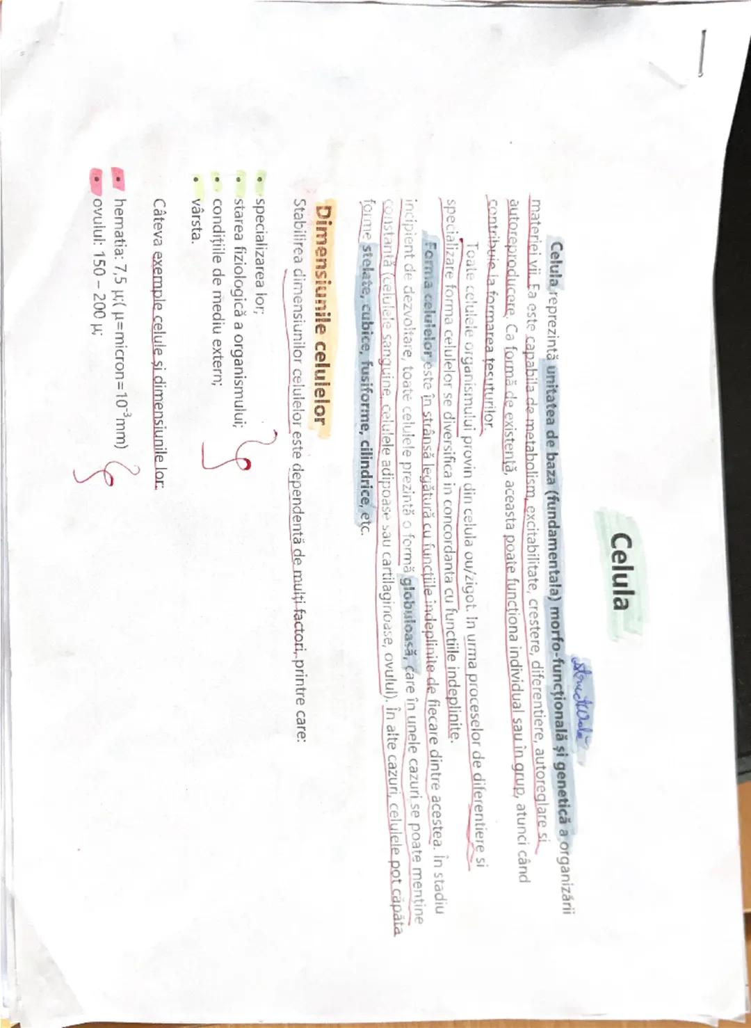 --- OCR Start ---
Celula
strictWda
Celula reprezintă unitatea de baza (fundamentala) morfo-funcţională și genetică a organizării
materiei vi