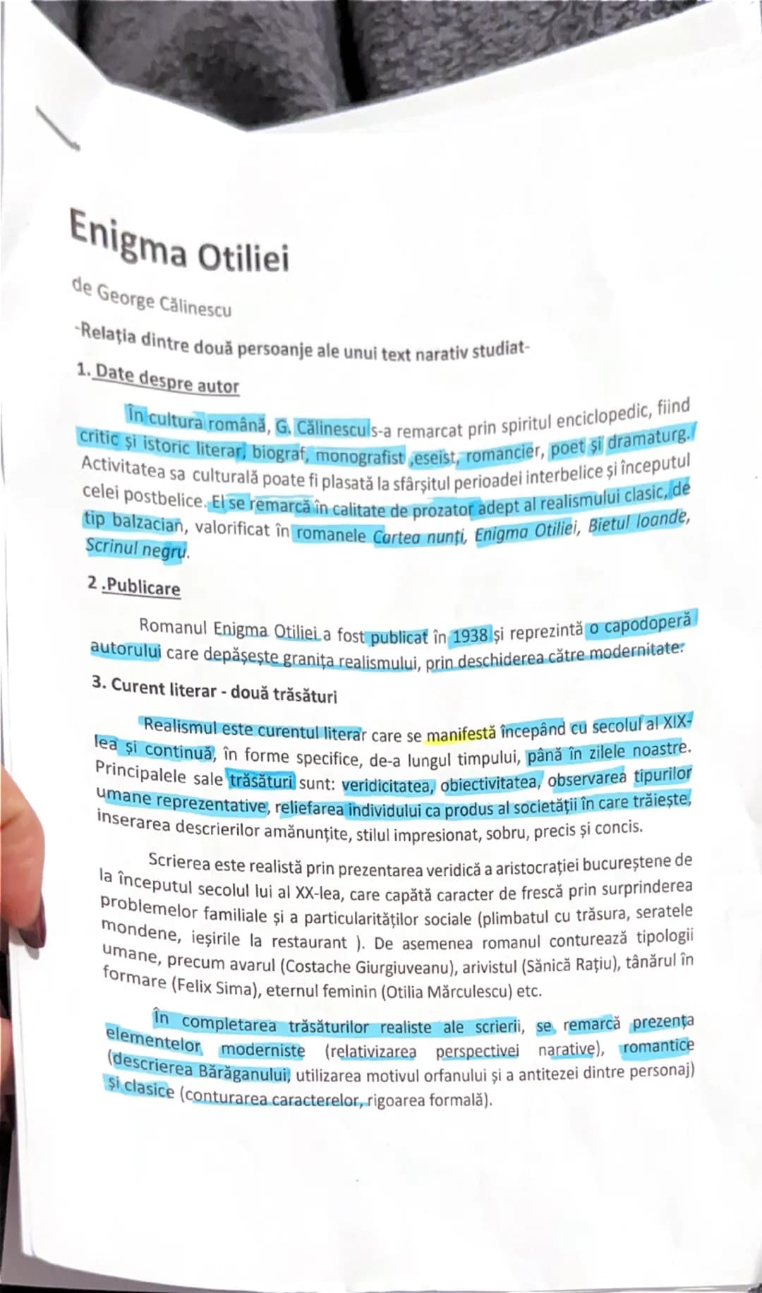 # Enigma Otiliei

de George Călinescu

-Relația dintre două personaje ale unui text narativ studiat-

1. Date despre autor

În cultura român
