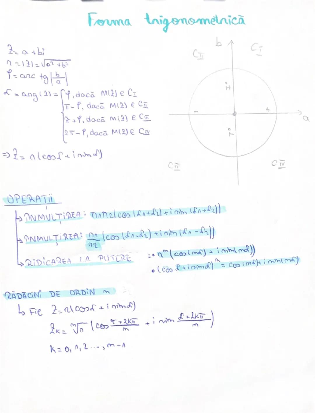 # numere complexe

12=-1 -2i= (i)²

2=a+bi

OPERATI

ADUNARE: $\substack{2_1=a_1+b_1i \ 2_2=a_2+b_2i}$ $\Rightarrow$ $2_1+2_2 = (a_1+b_1i) +