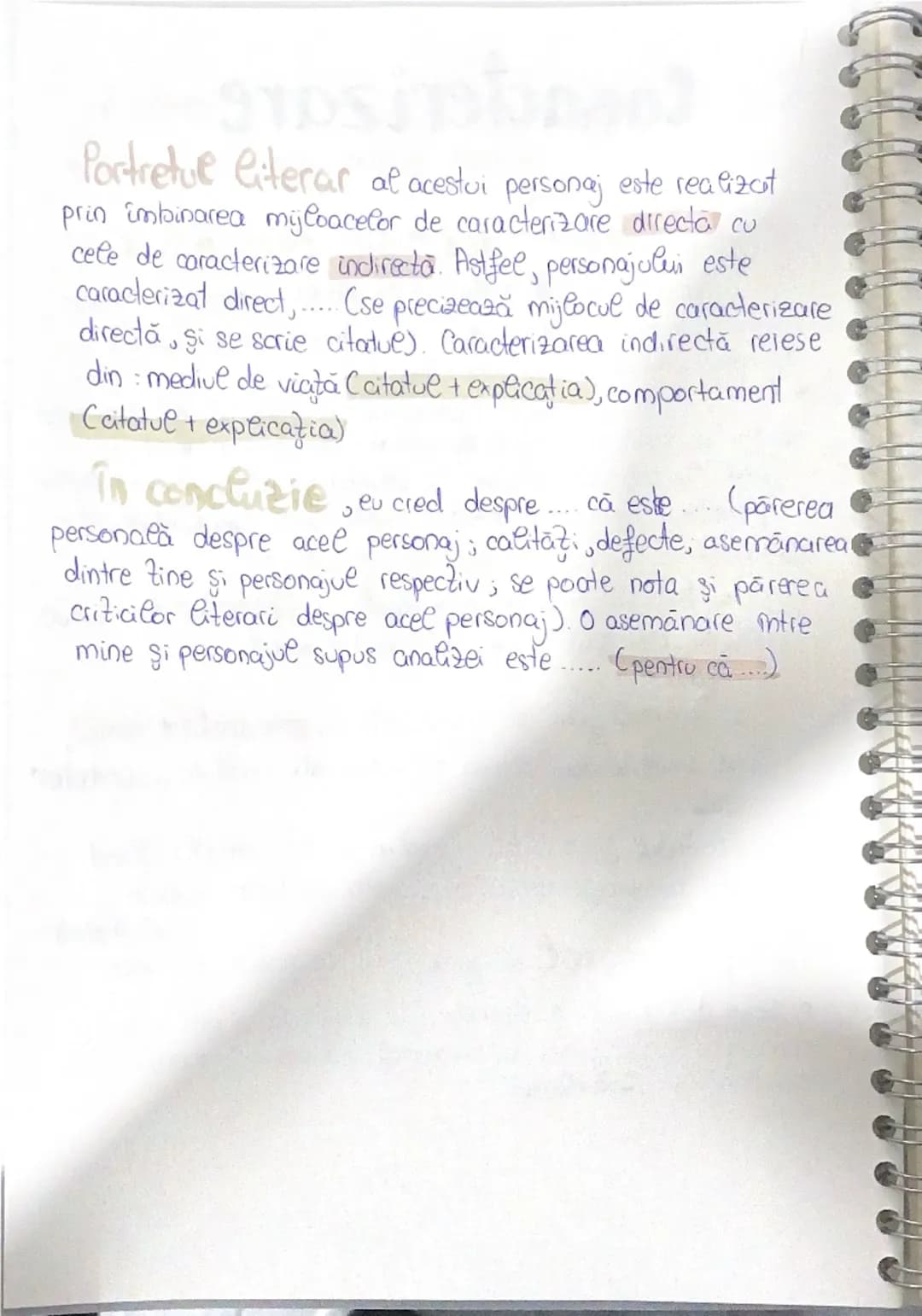 --- OCR Start ---
Caracterizare
de personaj
Planul compuneri, definitia" personajului.
Considerat fiinţă de hârtie" (R. Barthes), personajul