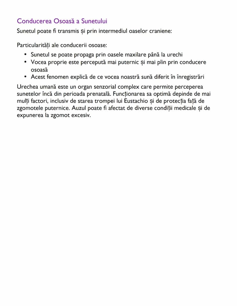 # Anatomia și Funcționarea Urechii
Umane

# Dezvoltarea Auzului la Făt
Dezvoltarea auzului începe încă din perioada prenatală, fiind un proc