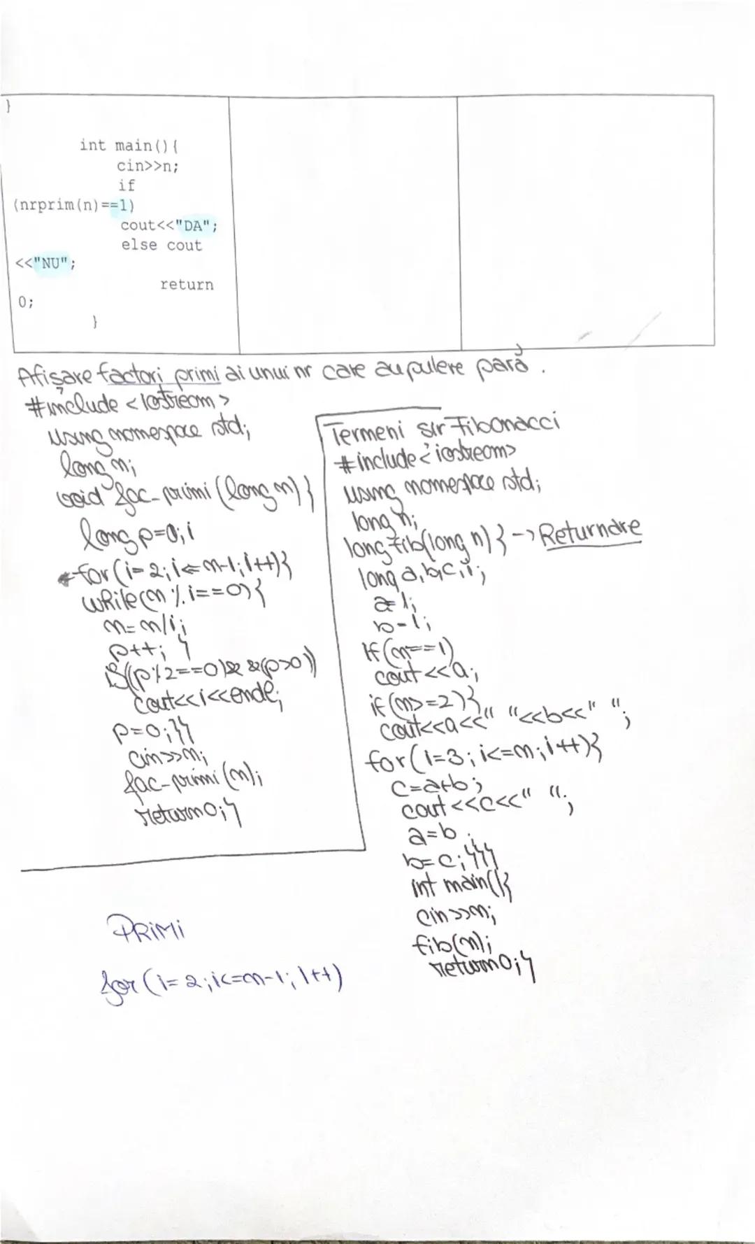 Algoritmi fundamentali

1.returnare

2.afisare

#include<iostream>
using namespace std;
int n;
int suma_cif(int x){
int S;
S=0;
While(x>0){
