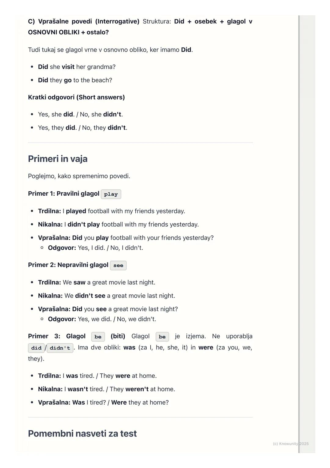 # Pretekli čas (Past Simple)

Pretekli čas: Past Simple

To je čas, ki ga uporabljamo za dejanja, ki so se začela in končala v
preteklosti. 