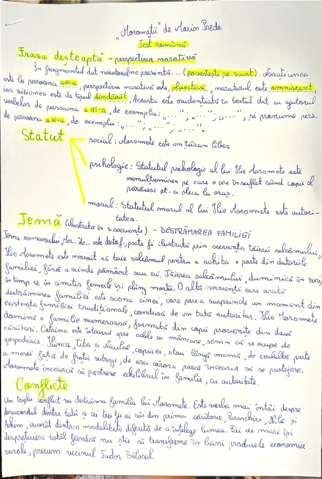 Schiță Morometii de Marin Preda