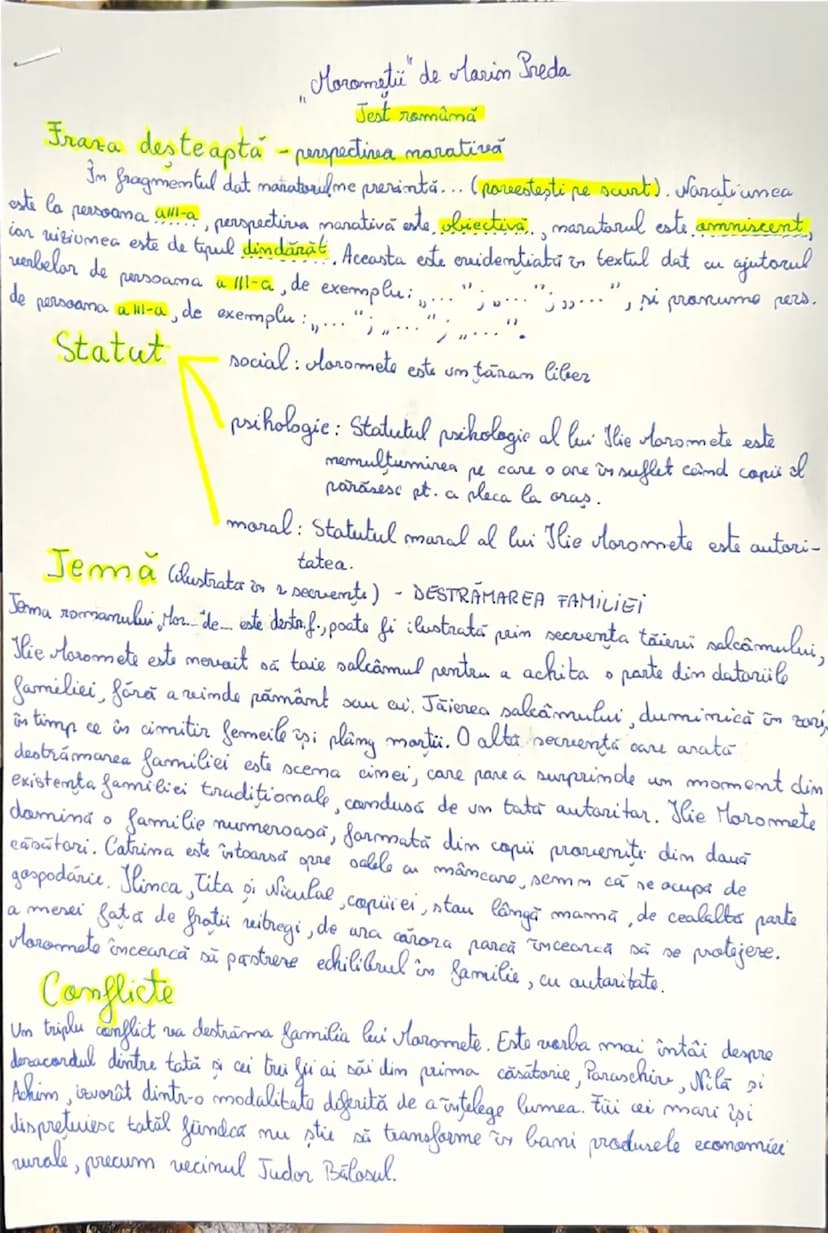 # "Moromeții" de Marin Preda
Jest română
Fraza desteaptă - perspectiva narativă
În fragmentul dat naratorul ne prezintă... (povestește pe sc