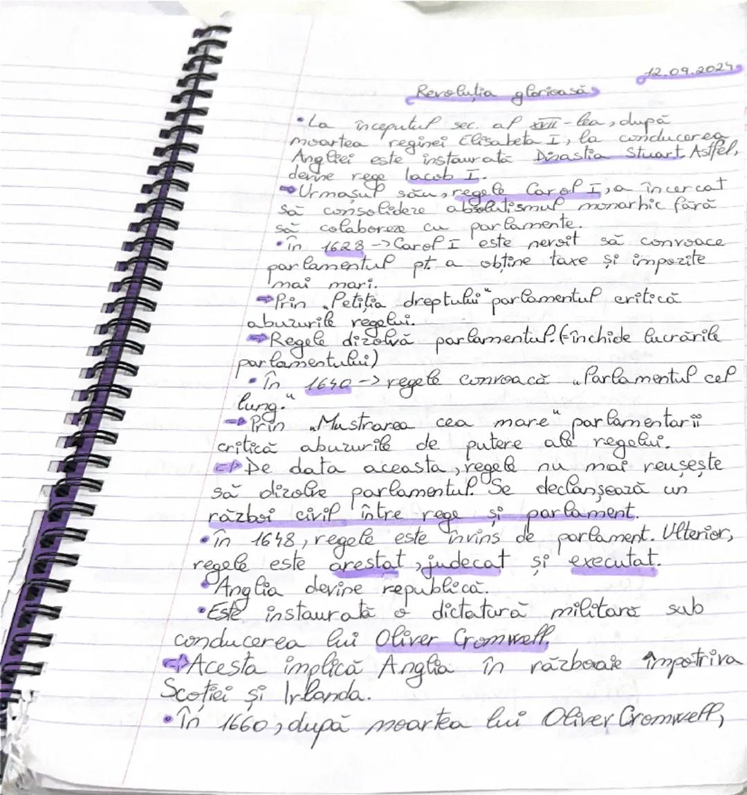 12.09.2024
Revolutia glorioasă
•La începutul sec. al XVII-lea, după
moartea reginei Elisabeta I, la conducerea
Angliei este instaurată Dinas