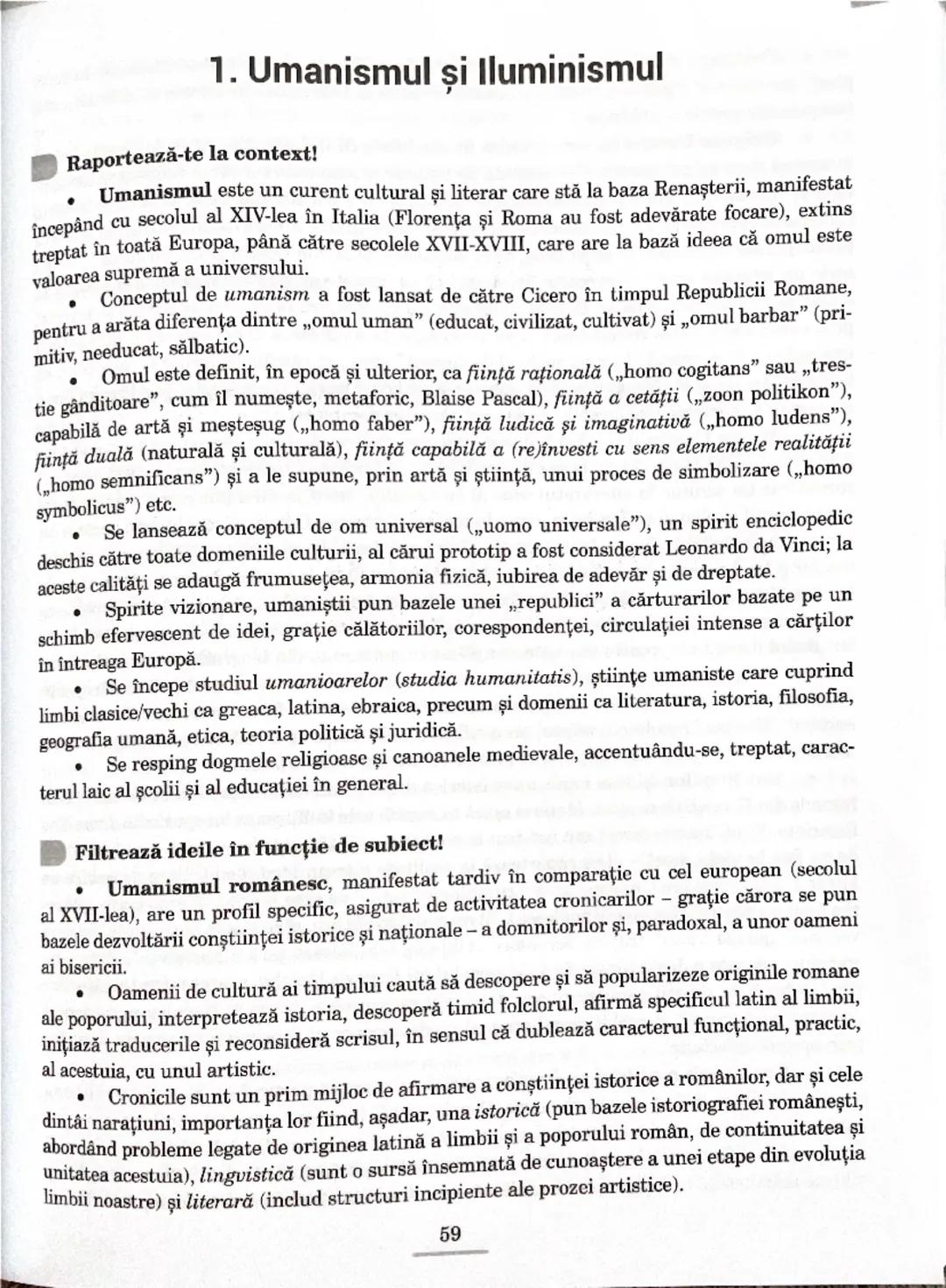 # 1. Umanismul și Iluminismul
Raportează-te la context!
- Umanismul este un curent cultural și literar care stă la baza Renaşterii, manifest