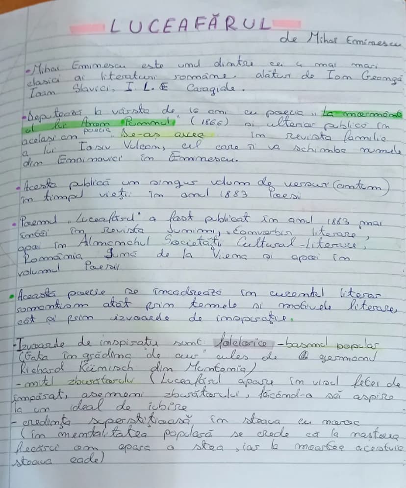 # LUCEAFĂRUL

De Mihai Eminescu

- Mihai Eminescu este unul dintre cei 4 mai mari clasici ai literaturii române, alături de Ion George
Ioan 