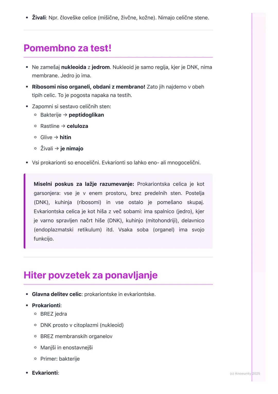 # Prokariontske in evkariontske
celice

Osnovna delitev celic

Vse celice, osnovne enote življenja, lahko razdelimo v dve veliki skupini gle