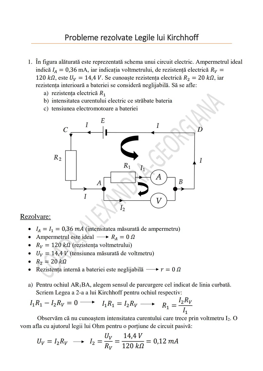 # Teoremele lui Kirchhoff

24V

8Ω

G H

4Ω B 4Ω

A C

12V

3Ω

2Ω

F D E

3A

VA

*   Noduri: - puncte de ramificație în care sunt intercon