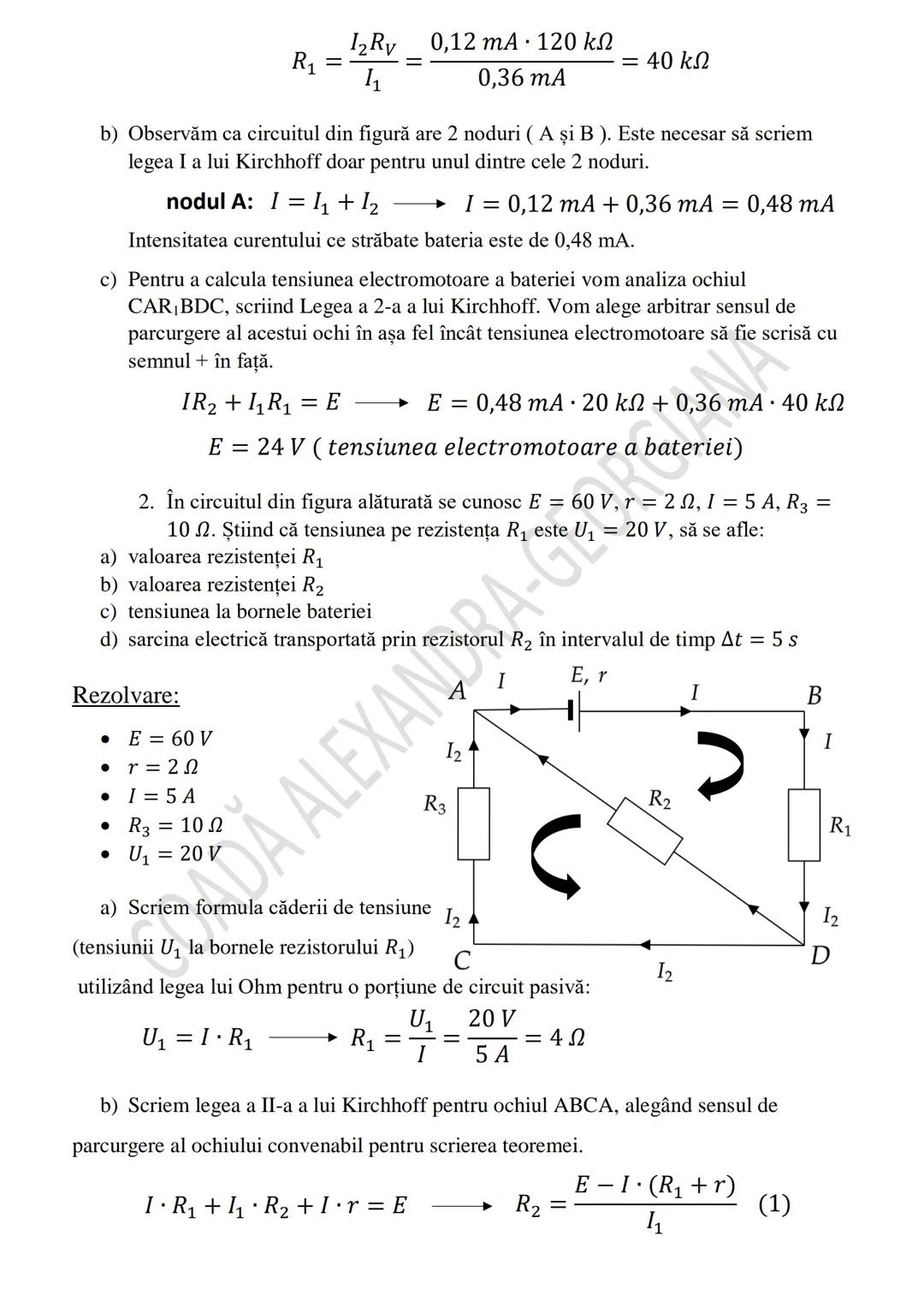 # Teoremele lui Kirchhoff

24V

8Ω

G H

4Ω B 4Ω

A C

12V

3Ω

2Ω

F D E

3A

VA

*   Noduri: - puncte de ramificație în care sunt intercon