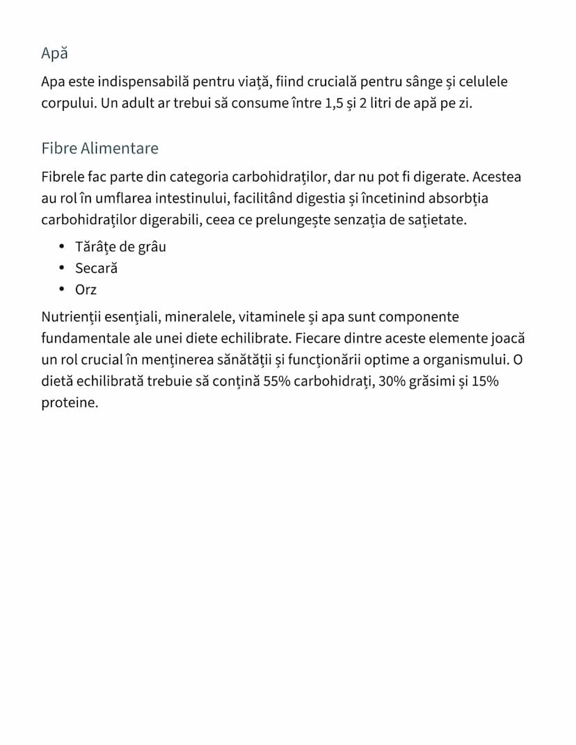 # Nutrienţi Esenţiali şi Minerale - Note de
Biologie

Componentele Esenţiale ale Nutriţiei

Organismul uman necesită anumite substanţe numit
