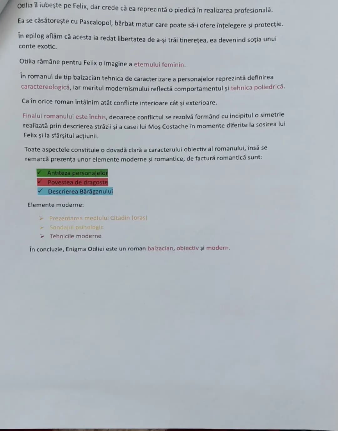 --- OCR Start ---
Enigma Otiliei
-Roman realist balzacian-
Specia genului epic, operă de mare întindere.
Romanul este structurat pe mai mult