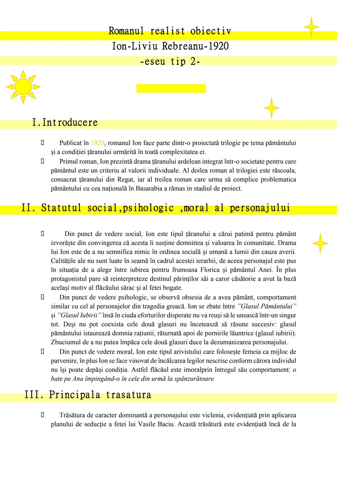 --- OCR Start ---
0
scena horei. Intențiile personajului sunt reliefate prin gesturi şi mimică. Aflat față în față
cu bogătanul, Ion nu îi s