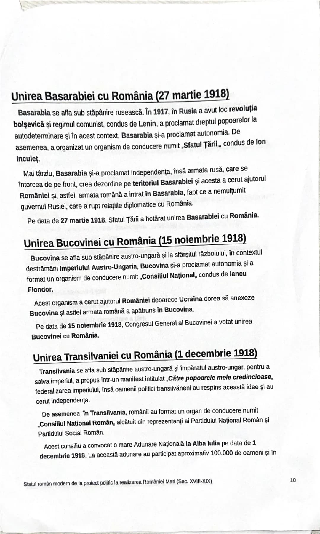 # Statul român modern de la
proiect politic la realizarea
României Mari (Sec. XVIII-XIX)

# PROIECTE POLITICE ÎN SECOLUL XVIII ŞI
ÎN PRIMA J