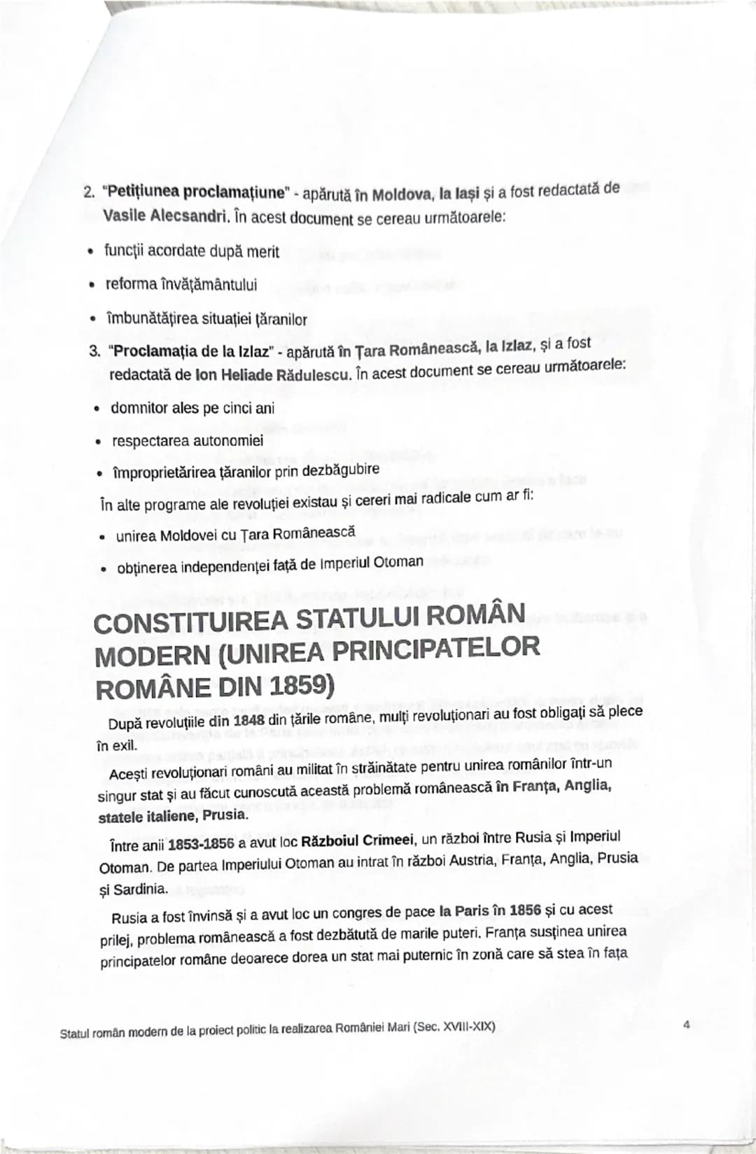 # Statul român modern de la
proiect politic la realizarea
României Mari (Sec. XVIII-XIX)

# PROIECTE POLITICE ÎN SECOLUL XVIII ŞI
ÎN PRIMA J