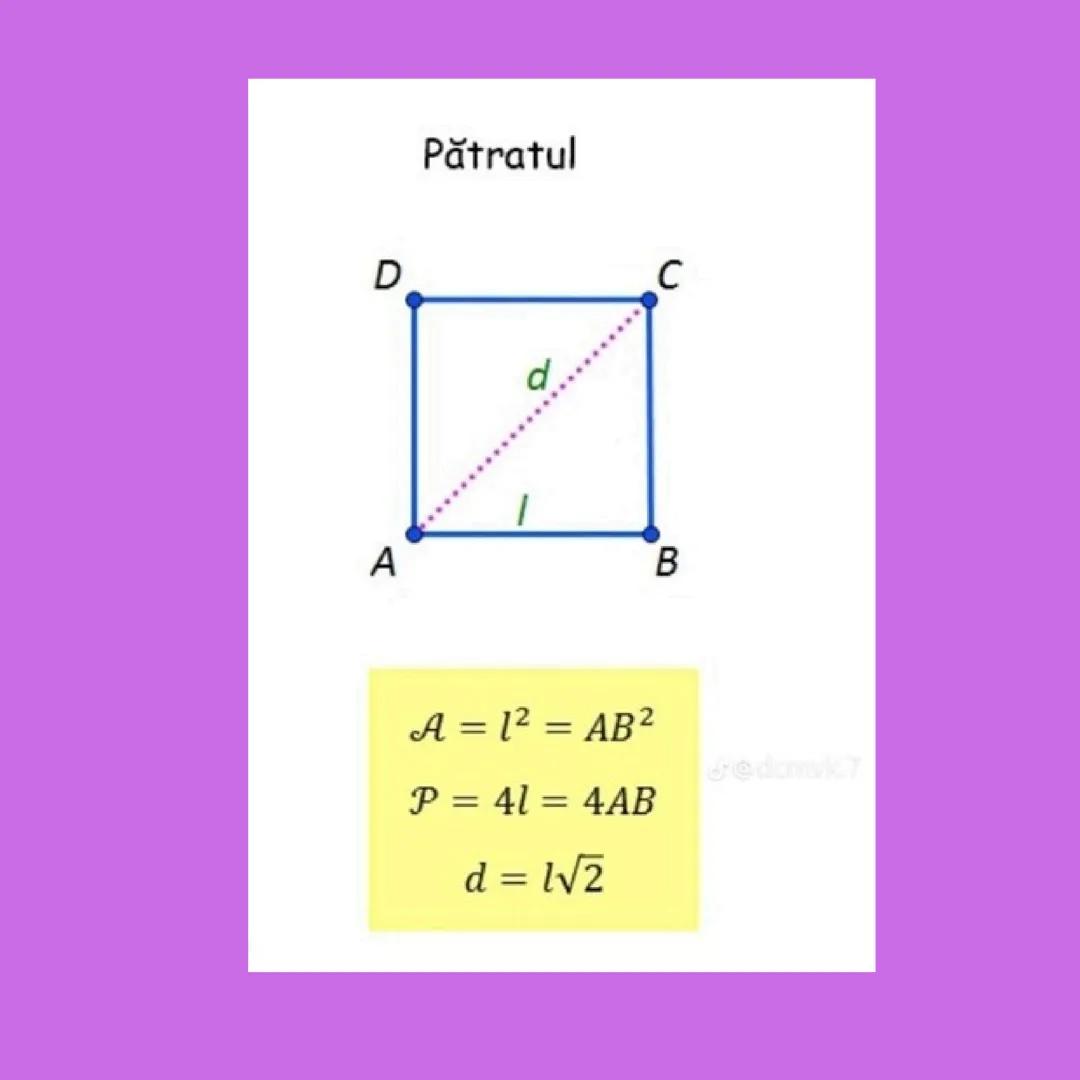 Formule geometrie
Evaluare
Națională 2024
(Paralelogramul, Drep
tunghiul, Trapezul, Ro
mbul, Pătratul) Paralelogramul
D
C
h
A
M
B
A = AB 
· 