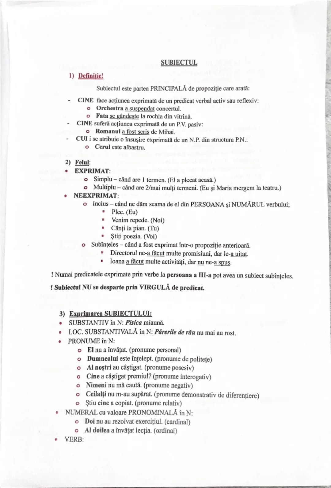 1) Definiţie!
SUBIECTUL
Subiectul este partea PRINCIPALĂ de propoziție care arată:
CINE face acțiunea exprimată de un predicat verbal activ 