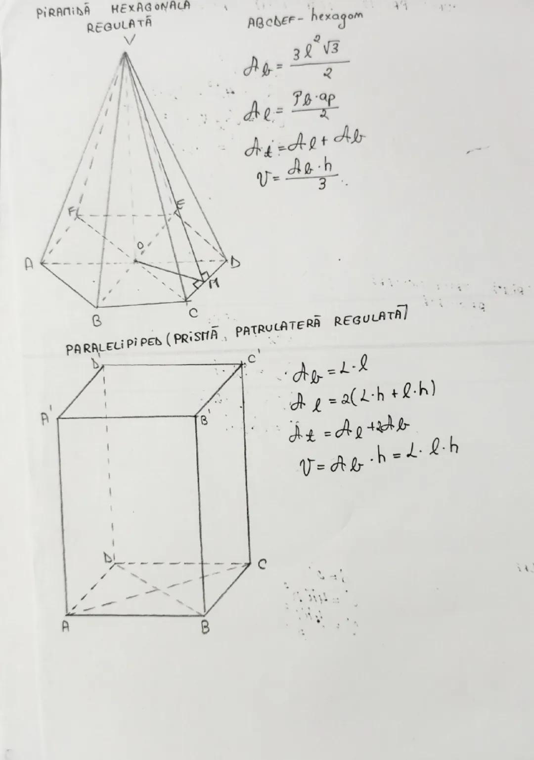 Formule pentru piramida și paralelipiped 