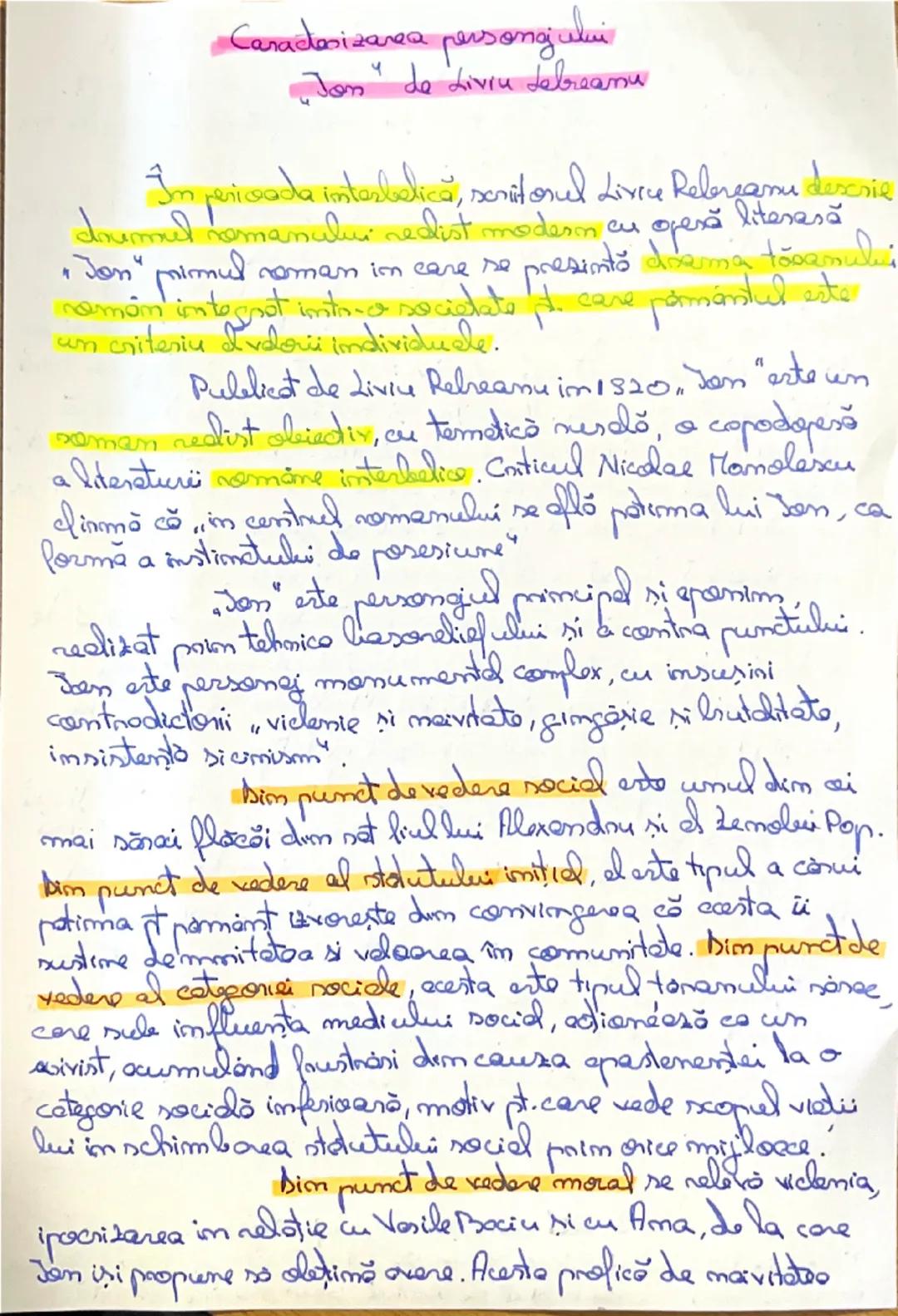 # Caracterizarea personajului
# Jon" de Liviu Rebreanu

În perioada interbelică, scriitorul Liviu Rebreanu descrie
drumul romanului realist 