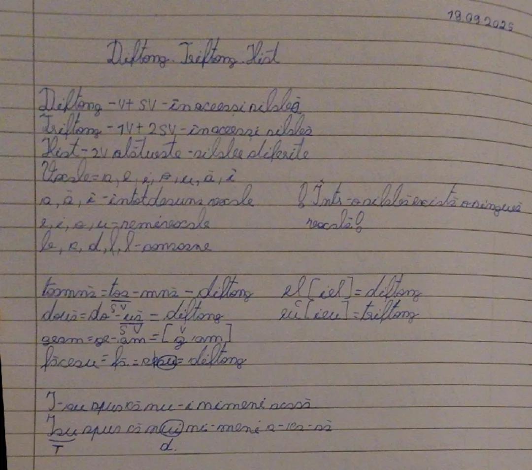 Diftonge, Triftonguri și Hiatul - Clase Generale Explicate
