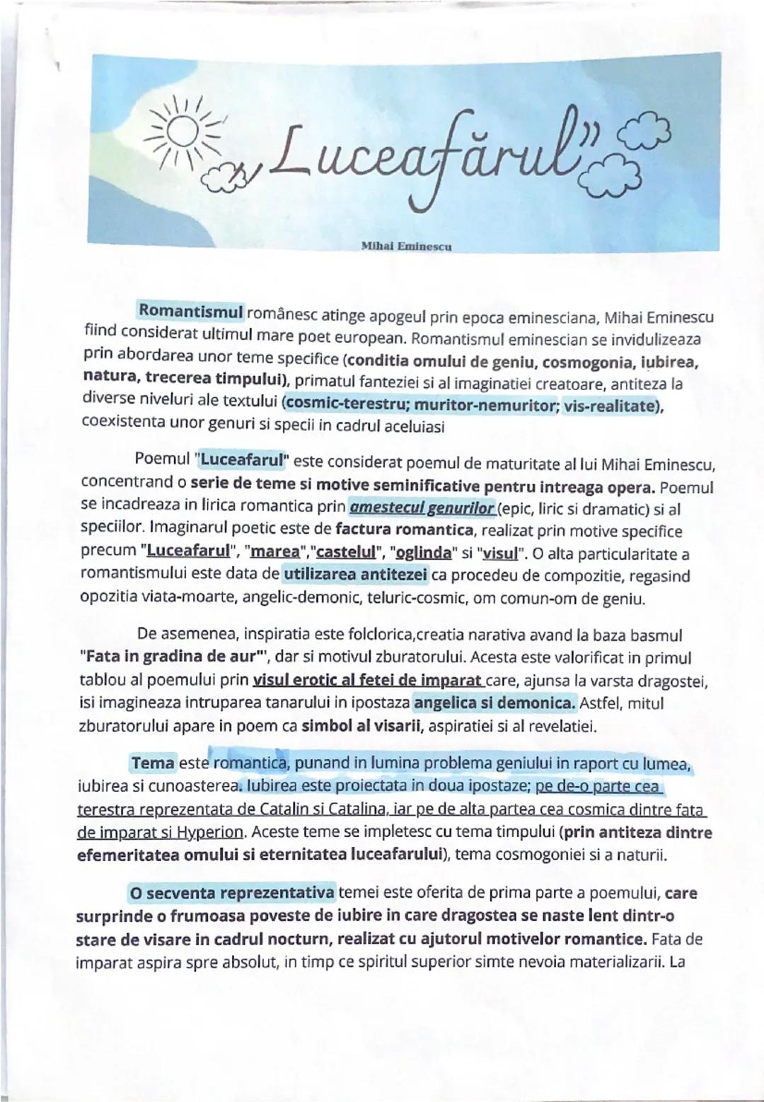 Luceafărul de Mihai Eminescu: Poezie Analizată