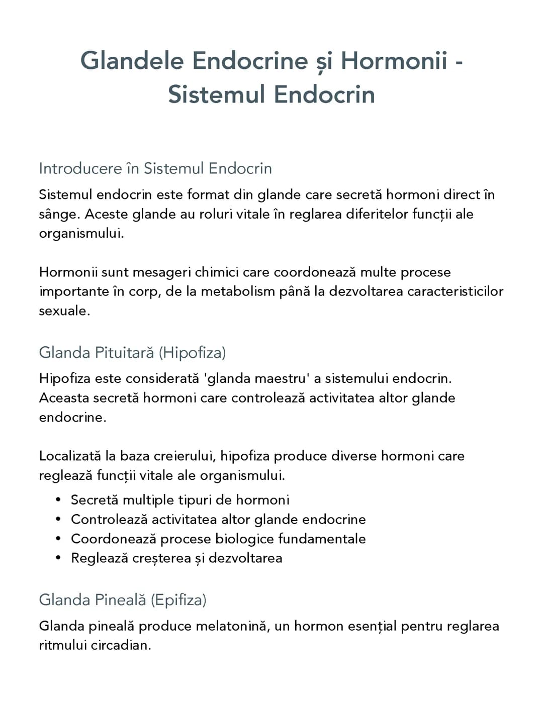 Glandele Endocrine și Hormonii - Sistemul Endocrin