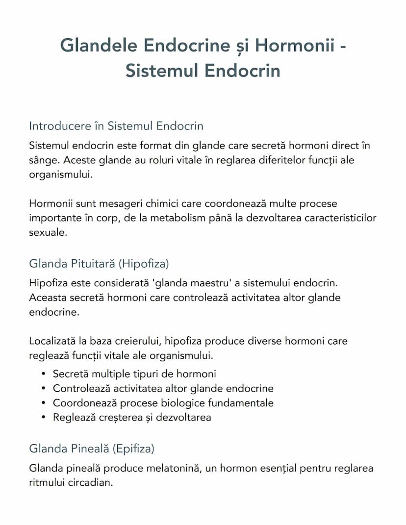 # Glandele Endocrine și Hormonii -
# Sistemul Endocrin

Introducere în Sistemul Endocrin
Sistemul endocrin este format din glande care secre