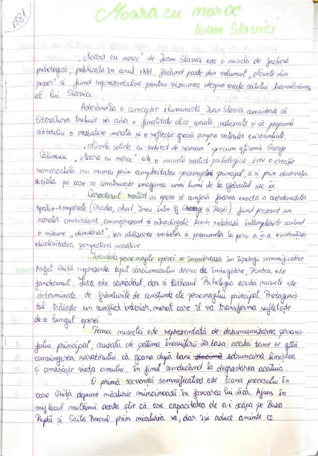 1881
Moara cu moroc
Ioan Slavici
Moara cu moroc" de Ioan Slavici este o nuvelă de factură
psihologică, publicată în anul 1881, făcând parte 