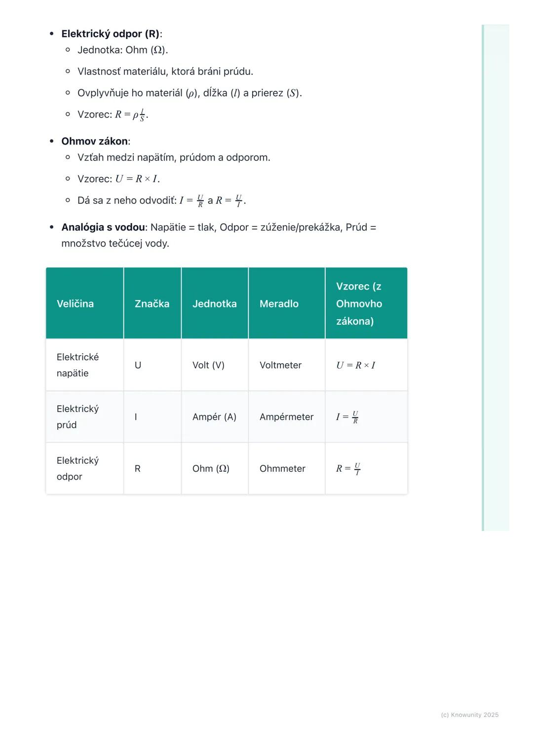 # Elektrické napätie a odpor

1. Prehľad a úvod

Ahoj! Dnes si zopakujeme veľmi dôležité veci z fyziky elektrické napätie a
odpor. Sú to zák